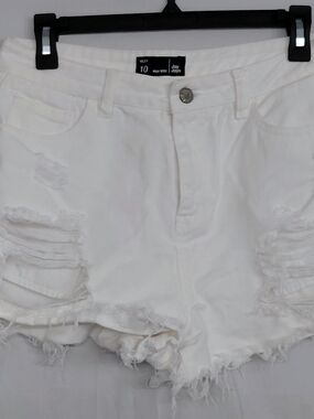 White Distressed Denim Jean Shorts - Women’s Size 10